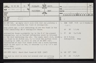 Achiegullan, NC96SE 19, Ordnance Survey index card, page number 1, Recto