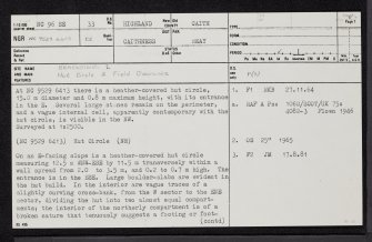 Brackside, NC96SE 33, Ordnance Survey index card, page number 1, Recto