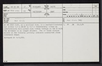 Achrasker, NC96SE 37, Ordnance Survey index card, page number 1, Recto