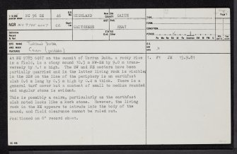 Torran Dubh, NC96SE 46, Ordnance Survey index card, page number 1, Recto
