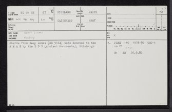 Reay Links, NC96SE 47, Ordnance Survey index card, page number 1, Recto