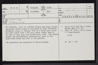 Cnocan Dubh, NC96SW 2, Ordnance Survey index card, page number 1, Recto