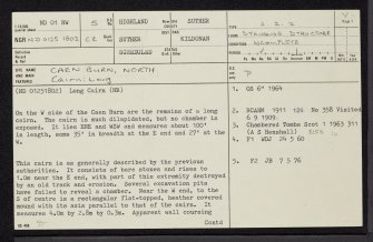 Caen Burn North, ND01NW 5, Ordnance Survey index card, page number 1, Recto