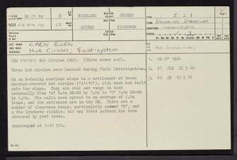 Caen Burn, ND01NW 8, Ordnance Survey index card, page number 1, Recto