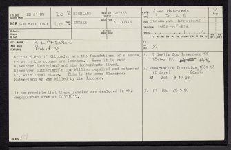 Kilphedir, ND01NW 20, Ordnance Survey index card, page number 1, Recto