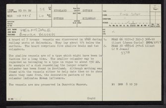 Helmsdale, ND01NW 35, Ordnance Survey index card, page number 1, Recto