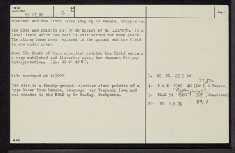 Portgower, ND01SW 3, Ordnance Survey index card, page number 2, Verso