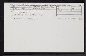 'Midgarty', ND01SW 8, Ordnance Survey index card, Recto