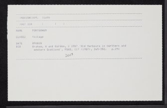 Portgower, General, ND01SW 9, Ordnance Survey index card, Recto
