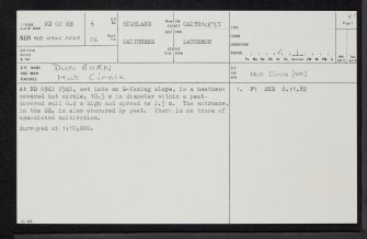 Dun Burn, ND02NE 6, Ordnance Survey index card, page number 1, Recto