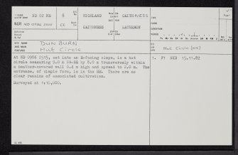 Dun Burn, ND02NE 8, Ordnance Survey index card, page number 1, Recto