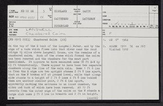 Langwell, ND02SE 5, Ordnance Survey index card, page number 1, Recto