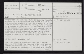 Allt A' Chriosduidhe, ND02SE 8, Ordnance Survey index card, page number 1, Recto