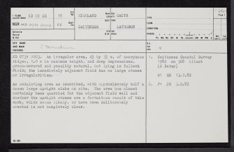 Tulloch Field, Ousdale, ND02SE 18, Ordnance Survey index card, page number 1, Recto