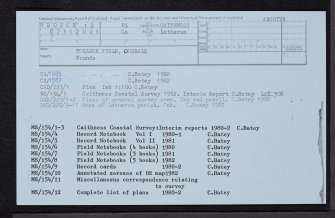 Tulloch Field, Ousdale, ND02SE 18, Ordnance Survey index card, Recto