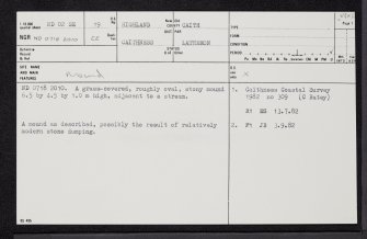 Ousdale, ND02SE 19, Ordnance Survey index card, page number 1, Recto