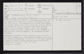 Langwell Tulloch, ND02SE 21, Ordnance Survey index card, page number 1, Recto