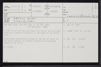 Raffin Burn, ND03NE 3, Ordnance Survey index card, page number 1, Recto