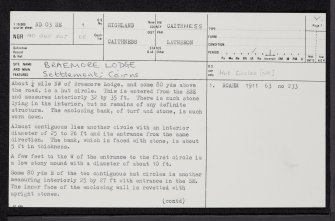 Braemore Lodge, ND03SE 1, Ordnance Survey index card, page number 1, Recto