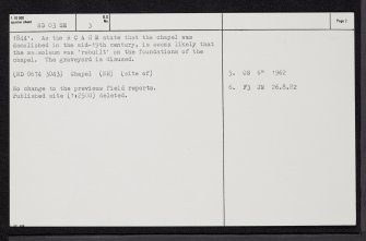 Braemore, Church And Graveyard, ND03SE 3, Ordnance Survey index card, page number 2, Verso