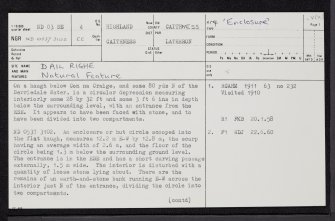 Dail Righe, ND03SE 4, Ordnance Survey index card, page number 1, Recto