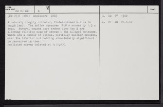 Dail Righe, ND03SE 4, Ordnance Survey index card, page number 2, Verso