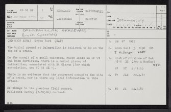 Dalnawillan Graveyard, ND04SW 1, Ordnance Survey index card, page number 1, Recto