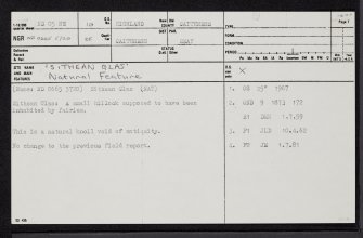 Tornameal, 'sithean Glas', ND05NE 10, Ordnance Survey index card, page number 1, Recto