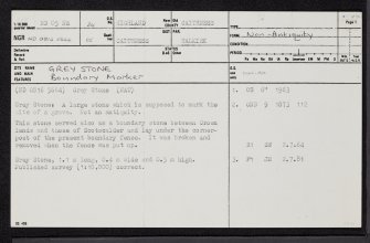 Grey Stone, ND05NE 34, Ordnance Survey index card, page number 1, Recto