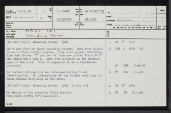 Appat Hill, ND05SE 2, Ordnance Survey index card, page number 1, Recto