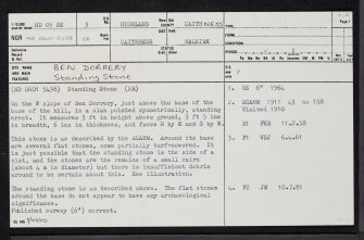 Ben Dorrery, ND05SE 3, Ordnance Survey index card, page number 1, Recto