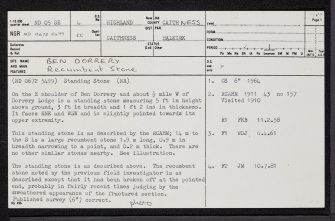 Ben Dorrery, ND05SE 4, Ordnance Survey index card, page number 1, Recto