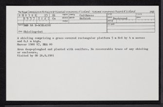 Bad Na H-Achlaise, ND05SE 23, Ordnance Survey index card, Recto