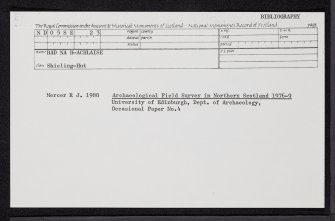 Bad Na H-Achlaise, ND05SE 23, Ordnance Survey index card, Recto