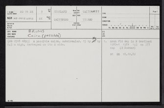 Brims, ND06NE 9, Ordnance Survey index card, page number 1, Recto