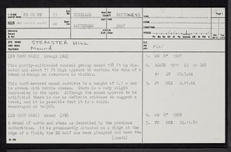 Stemster Hill, ND06NW 21, Ordnance Survey index card, page number 1, Recto