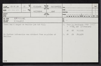 Baille, ND06NW 27, Ordnance Survey index card, page number 1, Recto