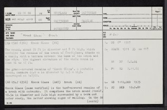 Knock Glass, ND06SE 18, Ordnance Survey index card, page number 1, Recto