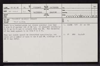 Tulach Buaile Assery, ND06SE 30, Ordnance Survey index card, page number 1, Recto