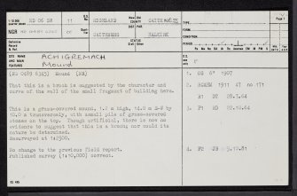 Achigremach, ND06SW 11, Ordnance Survey index card, page number 1, Recto