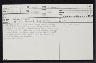 Broubster, ND06SW 30, Ordnance Survey index card, page number 1, Recto