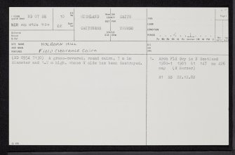 Holborn Hill, ND07SE 10, Ordnance Survey index card, page number 1, Recto