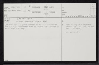 Coghill Loch, ND07SE 12, Ordnance Survey index card, page number 1, Recto