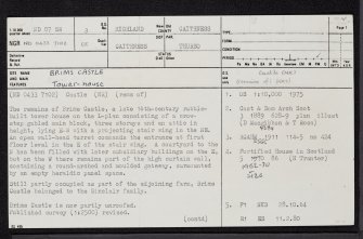 Brims Castle, ND07SW 3, Ordnance Survey index card, page number 1, Recto