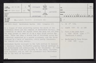 Berriedale Castle, ND12SW 3, Ordnance Survey index card, page number 1, Recto