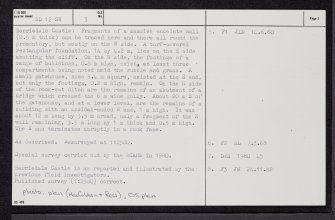 Berriedale Castle, ND12SW 3, Ordnance Survey index card, page number 2, Verso