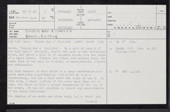 Tulach Bad A' Choilich, ND12SW 9, Ordnance Survey index card, page number 1, Recto