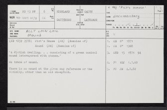Allt Loin Ghil, ND13NW 6, Ordnance Survey index card, page number 1, Recto