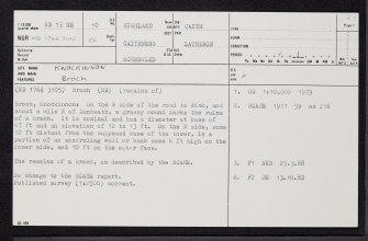 Knockinnon, ND13SE 10, Ordnance Survey index card, page number 1, Recto