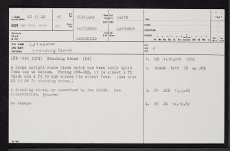 Latheron, ND13SE 16, Ordnance Survey index card, page number 1, Recto